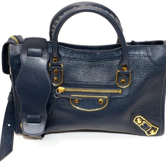 Balenciaga Chevre Gold Metallic Edge Hardware - City Blue - Picture 1 of 14